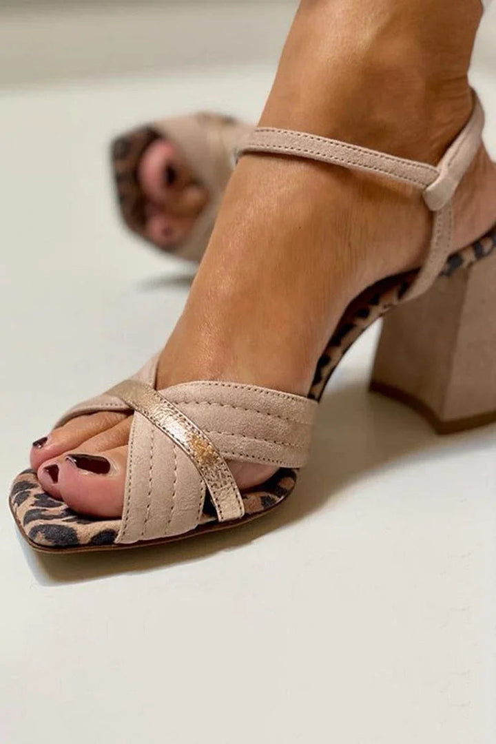 CROSS-STRAP HEEL SANDALS