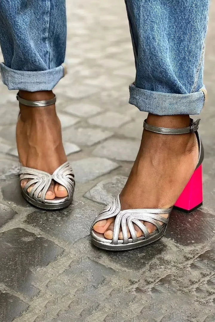 BICOLOR HEEL SANDALS
