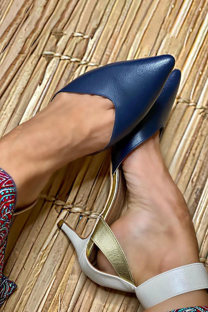 TWO-TONED SANDALS WITH ELEGANT HEEL