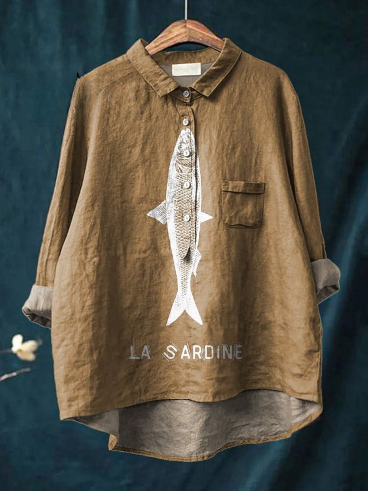 Lily | Blouse with Sardine Print