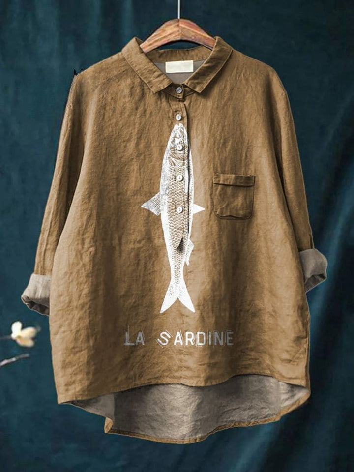 Lily | Blouse with Sardine Print