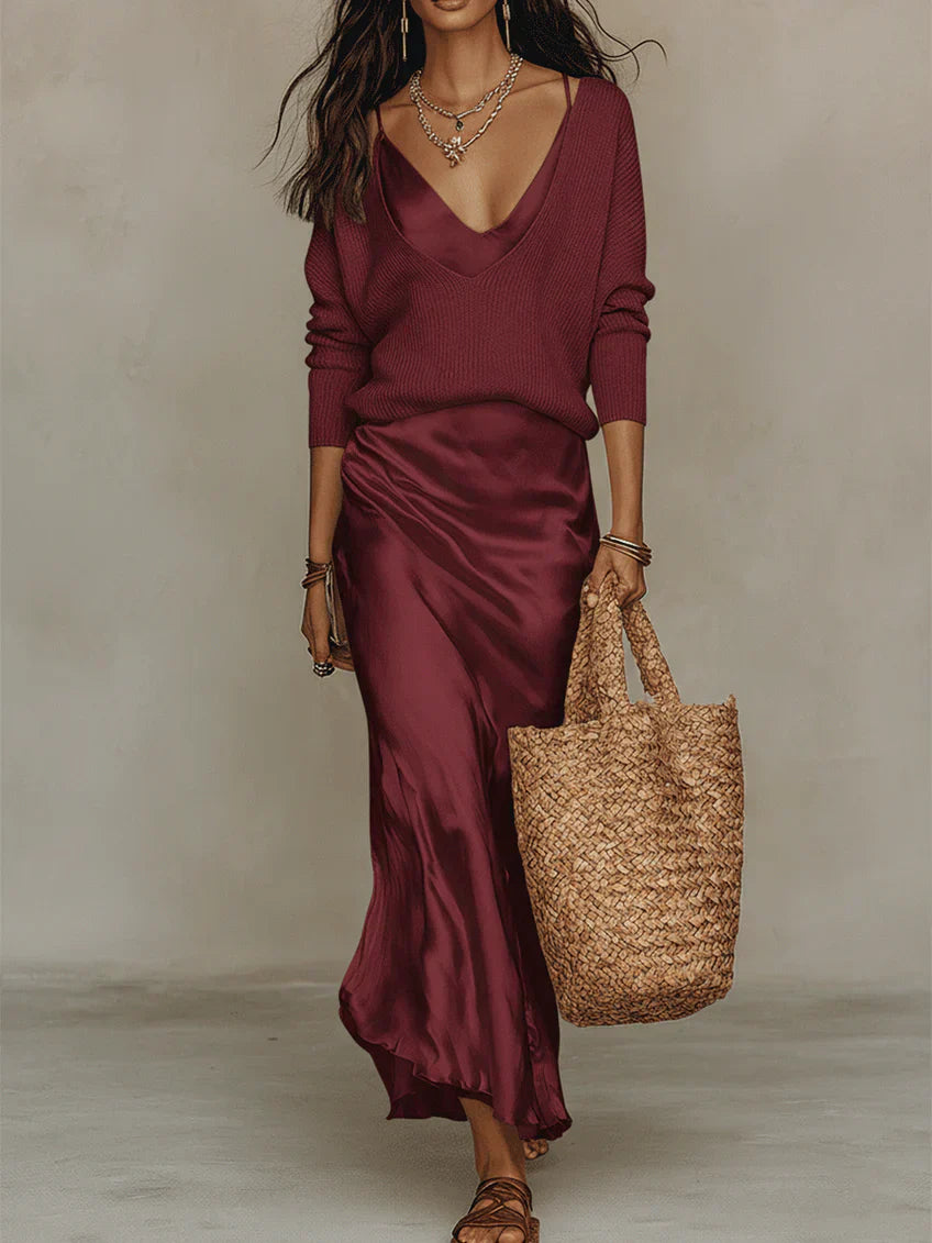 Elena | Midi Skirt & Sweater Set