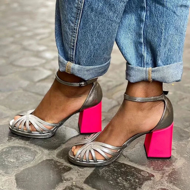 BICOLOR HEEL SANDALS
