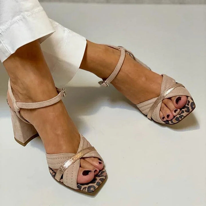 CROSS-STRAP HEEL SANDALS