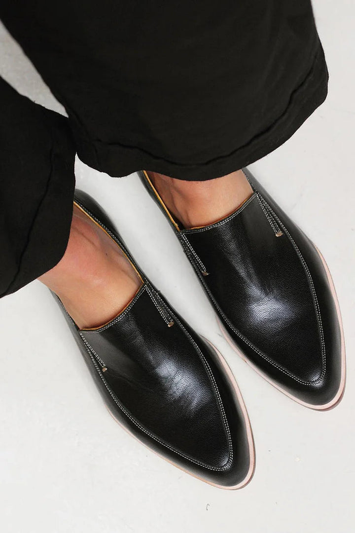 Zofia™ | Black Patchwork Moccasins