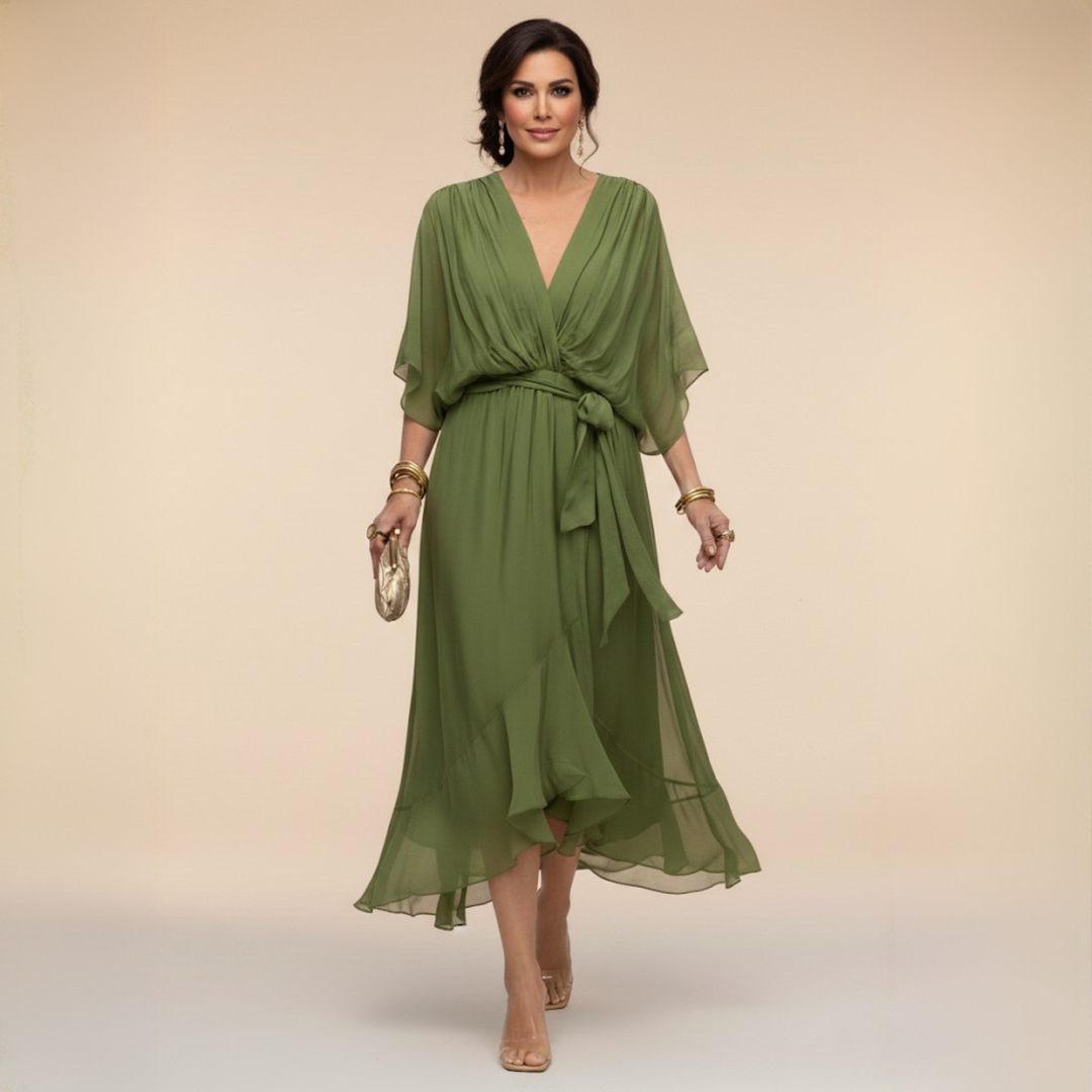 Sfumato | Chiffon Dress with V-Neck