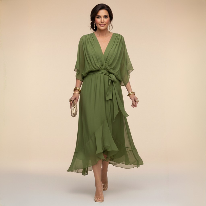 Sfumato | Chiffon Dress with V-Neck