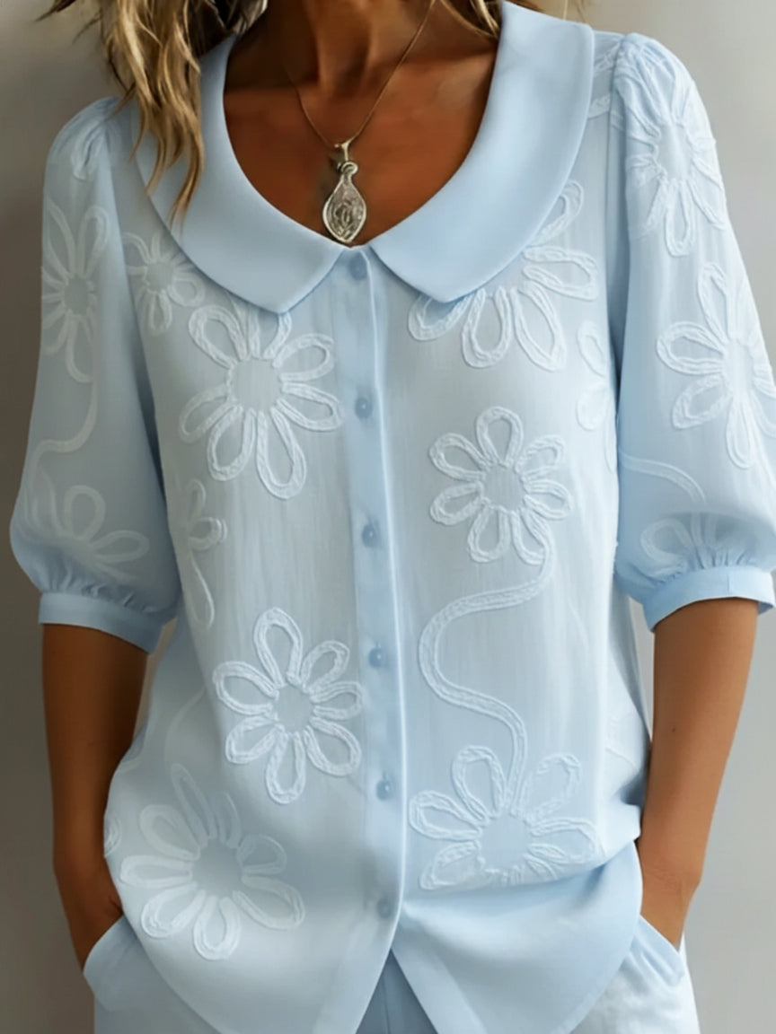 Aurélie™ | Light Floral Blouse Natural Elegance