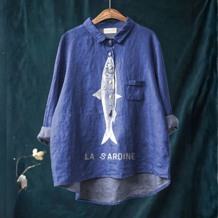Lily | Blouse with Sardine Print