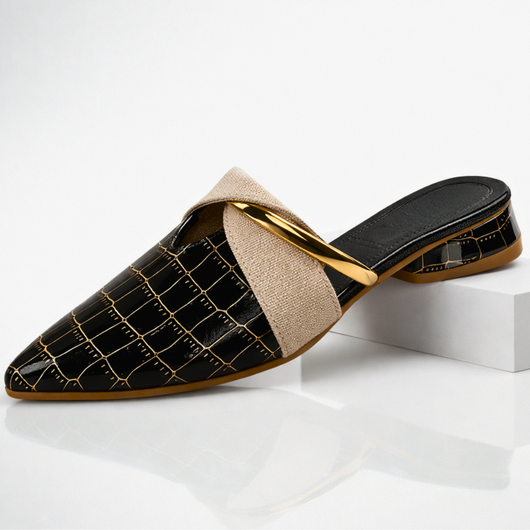 Vivette | Gold Accent Pointed Mule