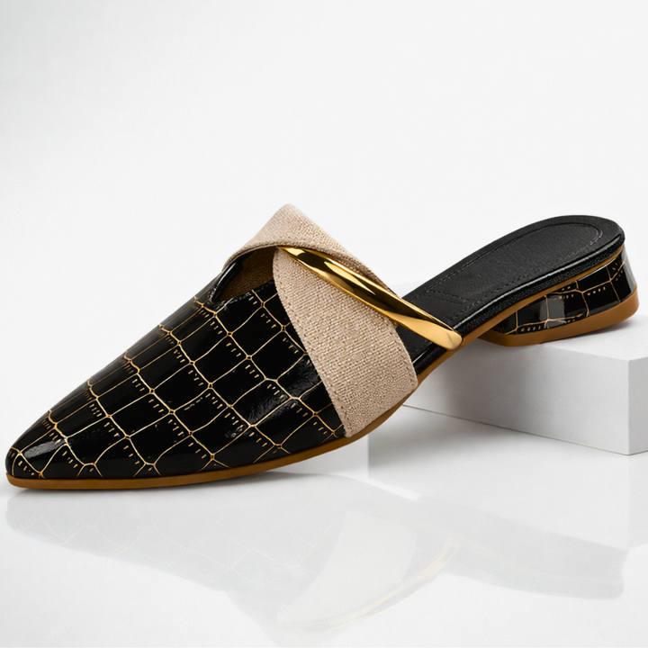 Vivette | Gold Accent Pointed Mule