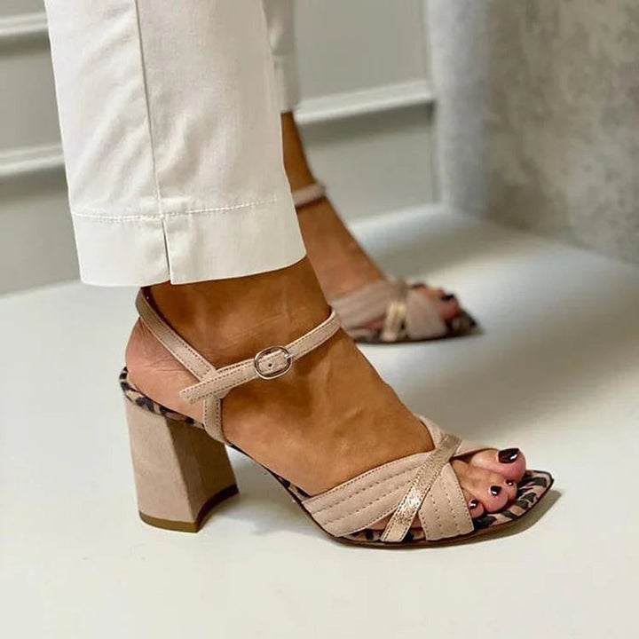 CROSS-STRAP HEEL SANDALS