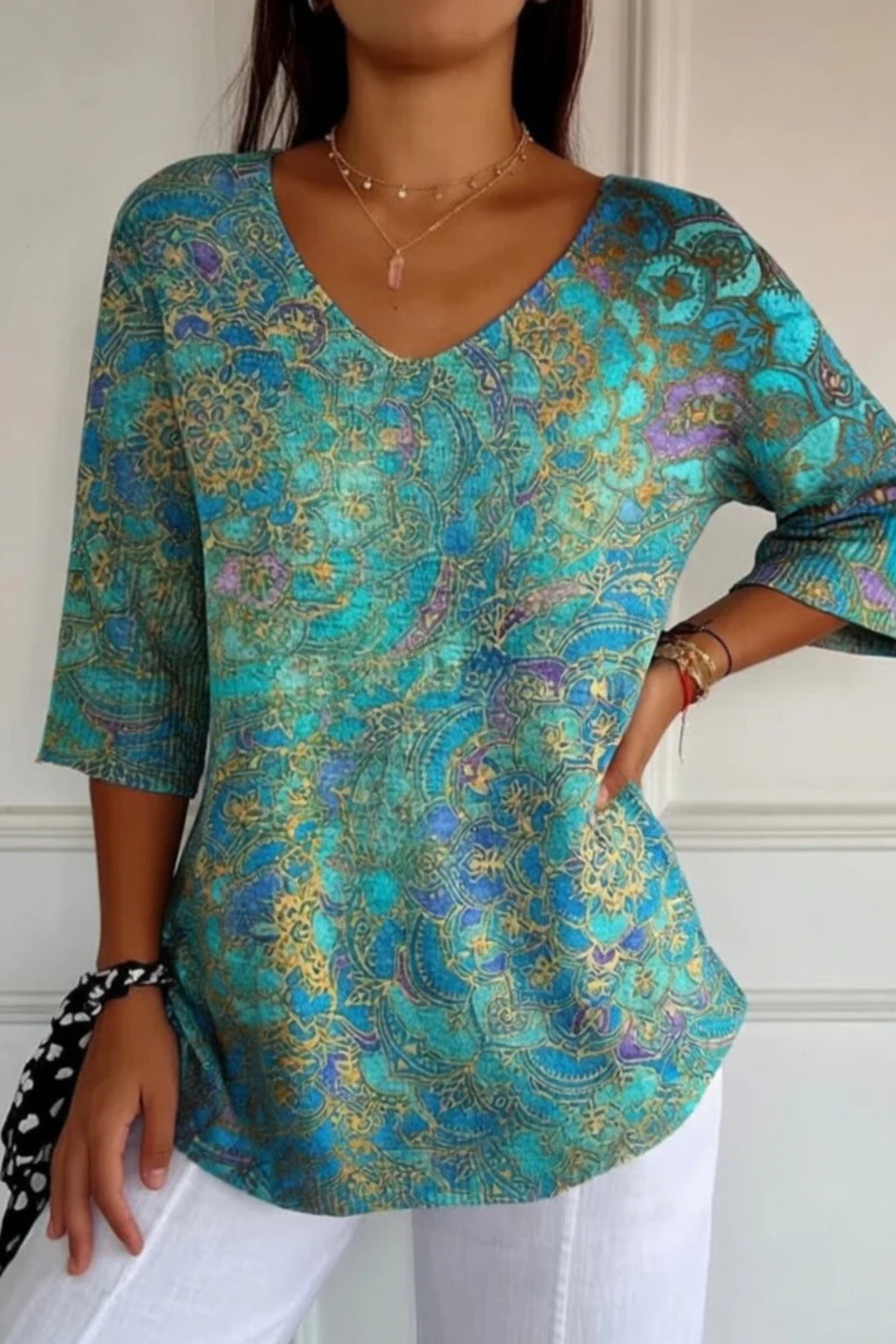 Brooke | Printed V-Neck Top