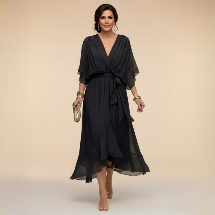 Sfumato | Chiffon Dress with V-Neck