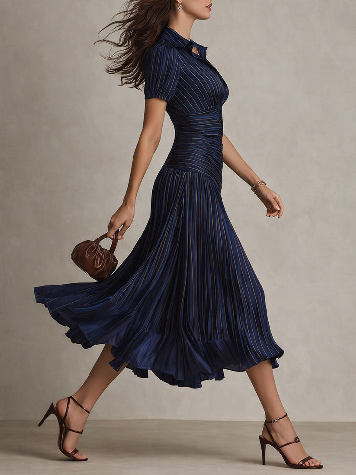 Adriana - Retro Striped Midi Dress