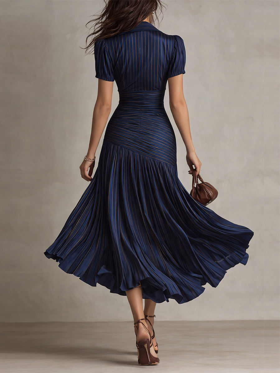 Adriana - Retro Striped Midi Dress