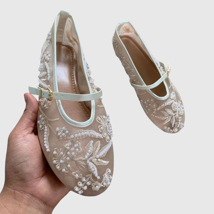 Isabelle | The Floral Embroidered Mary Jane Flat