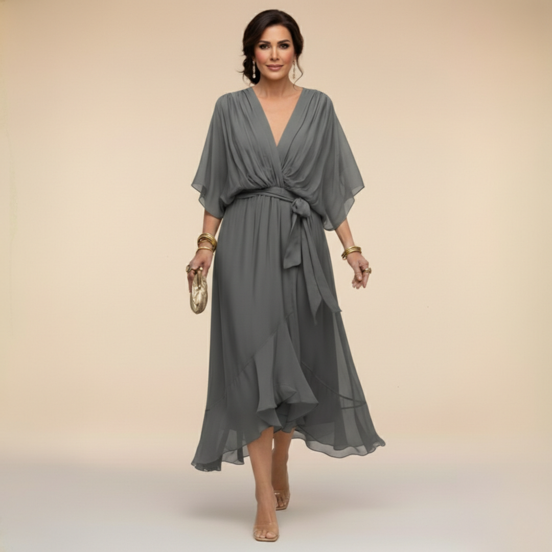 Sfumato | Chiffon Dress with V-Neck