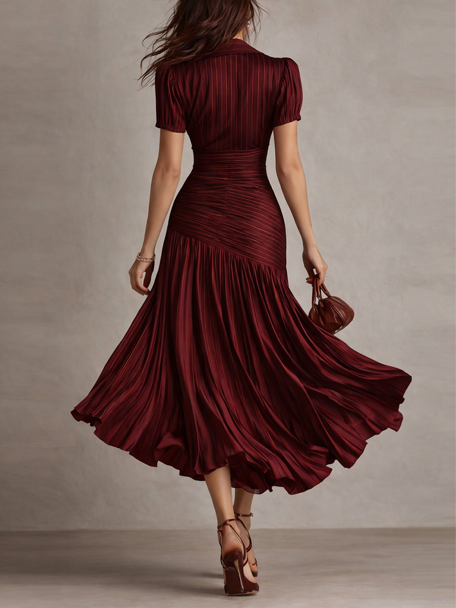 Adriana - Retro Striped Midi Dress