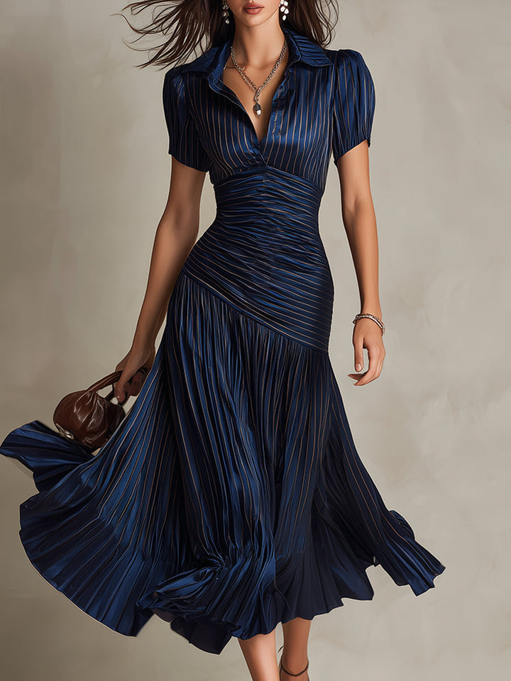 Adriana - Retro Striped Midi Dress