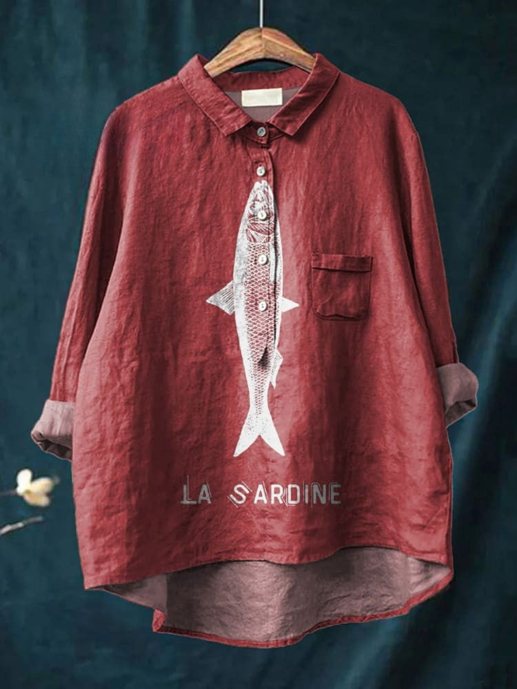 Lily | Blouse with Sardine Print