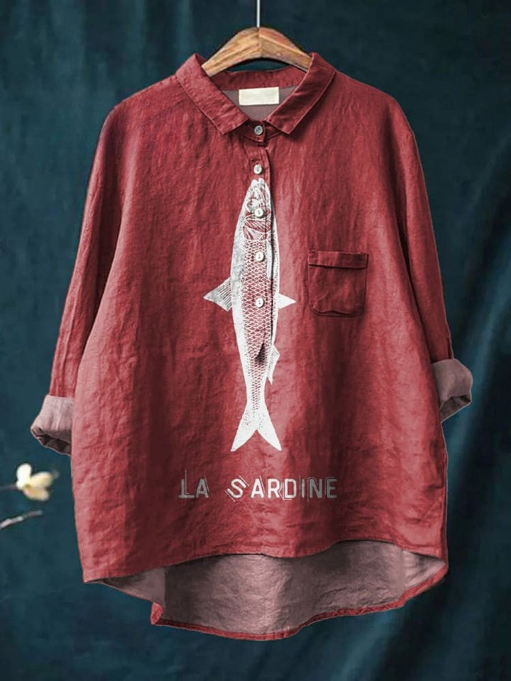 Lily | Blouse with Sardine Print