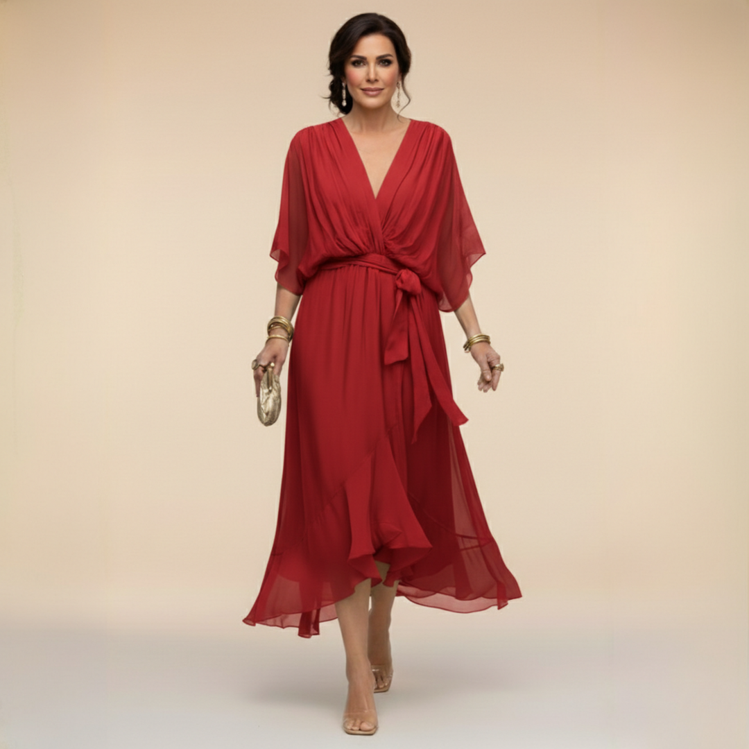 Sfumato | Chiffon Dress with V-Neck