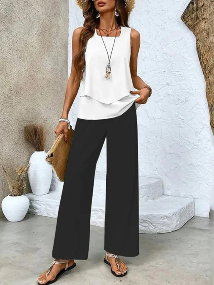 Ovelynra™ | Sleeveless Top and Wide-Leg Pants