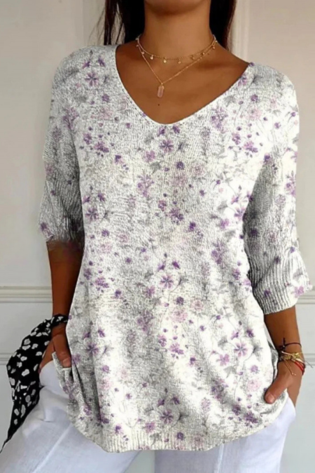 Brooke | Printed V-Neck Top