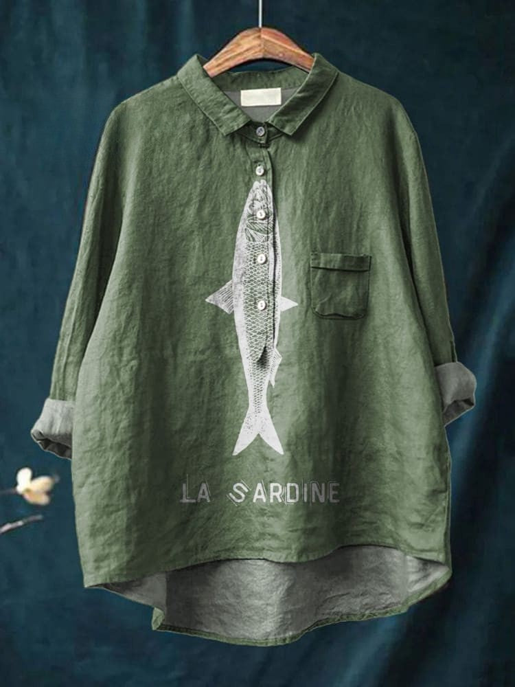 Lily | Blouse with Sardine Print