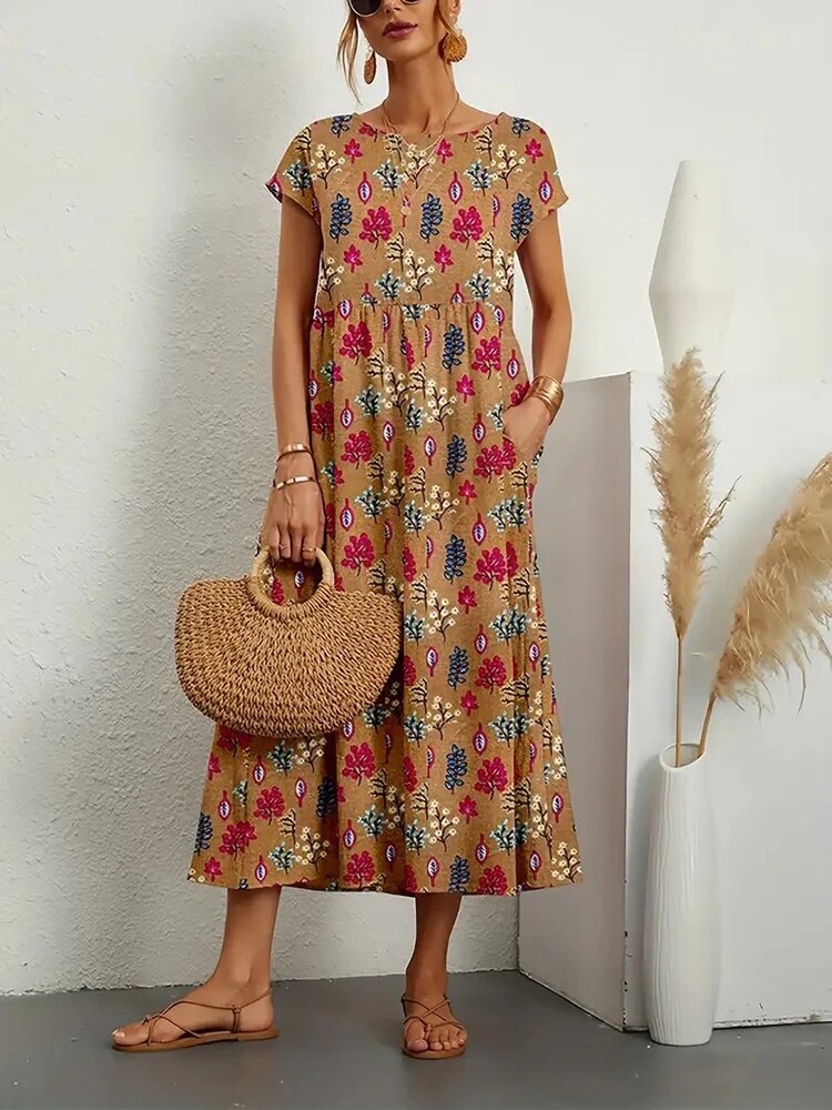 Lily | Floral Print Summer Midi Dress