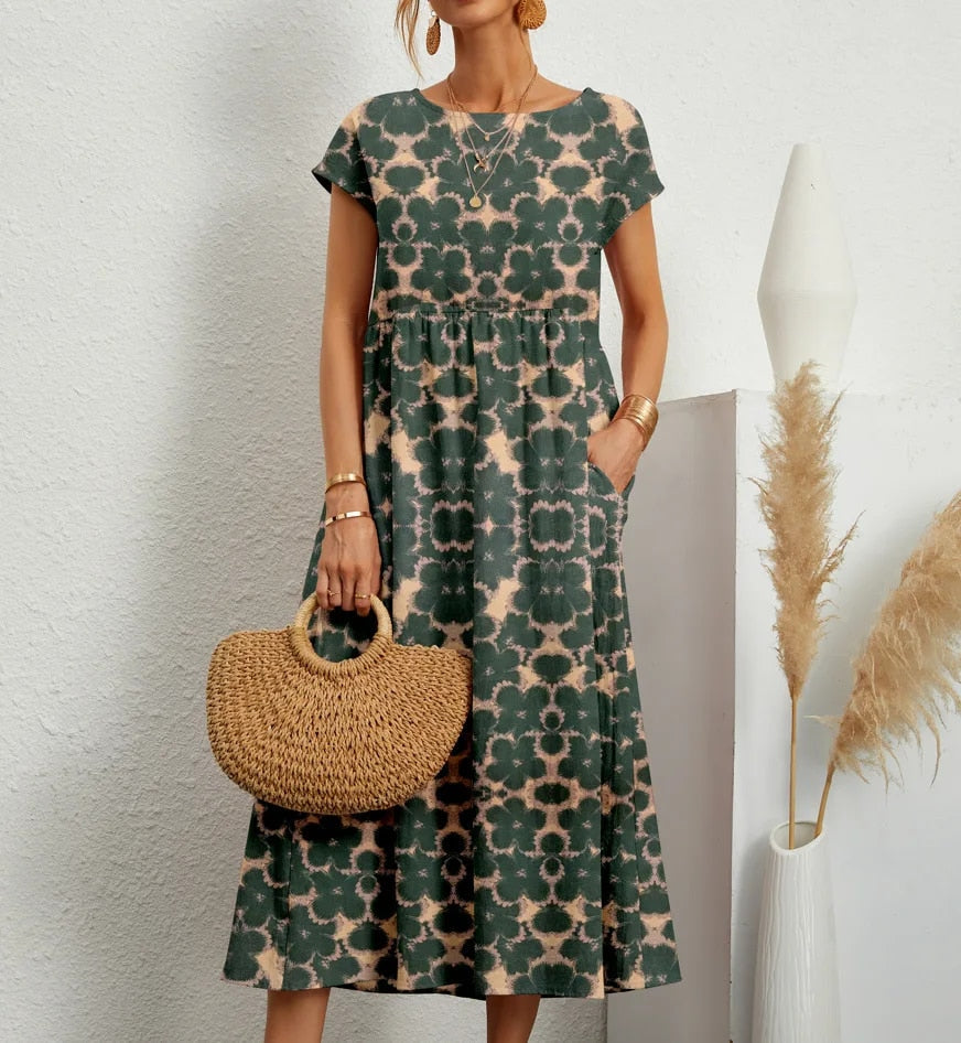 Lily | Floral Print Summer Midi Dress