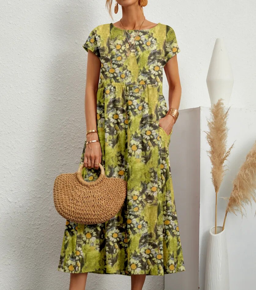 Lily | Floral Print Summer Midi Dress