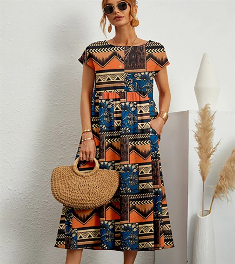 Lily | Floral Print Summer Midi Dress