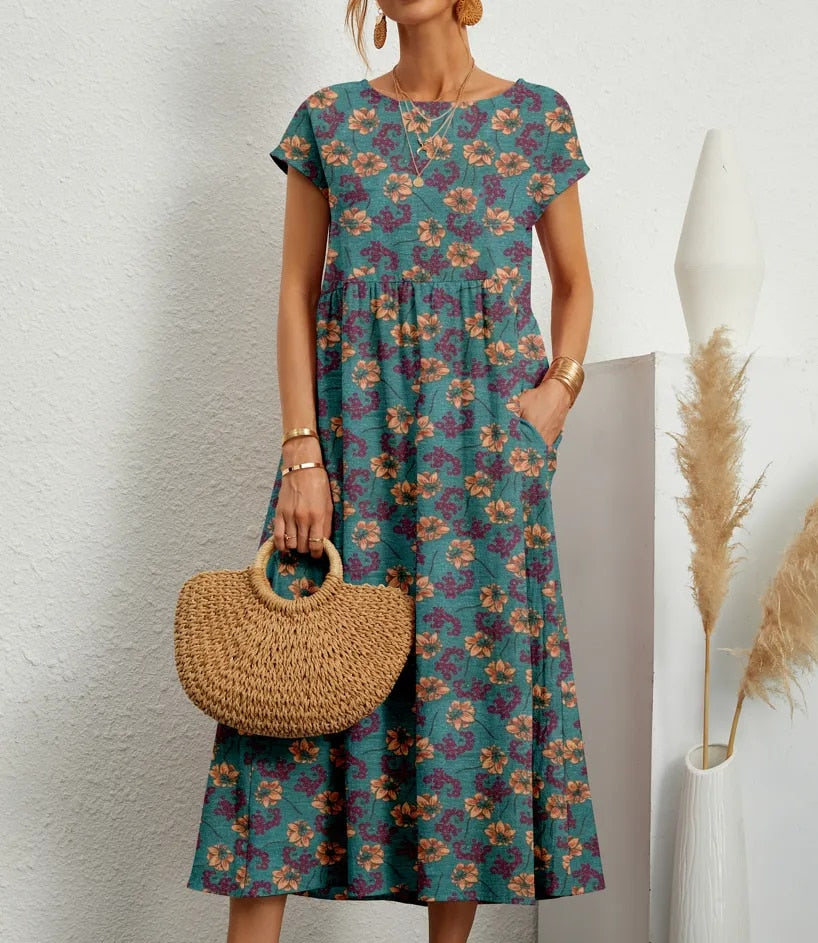 Lily | Floral Print Summer Midi Dress