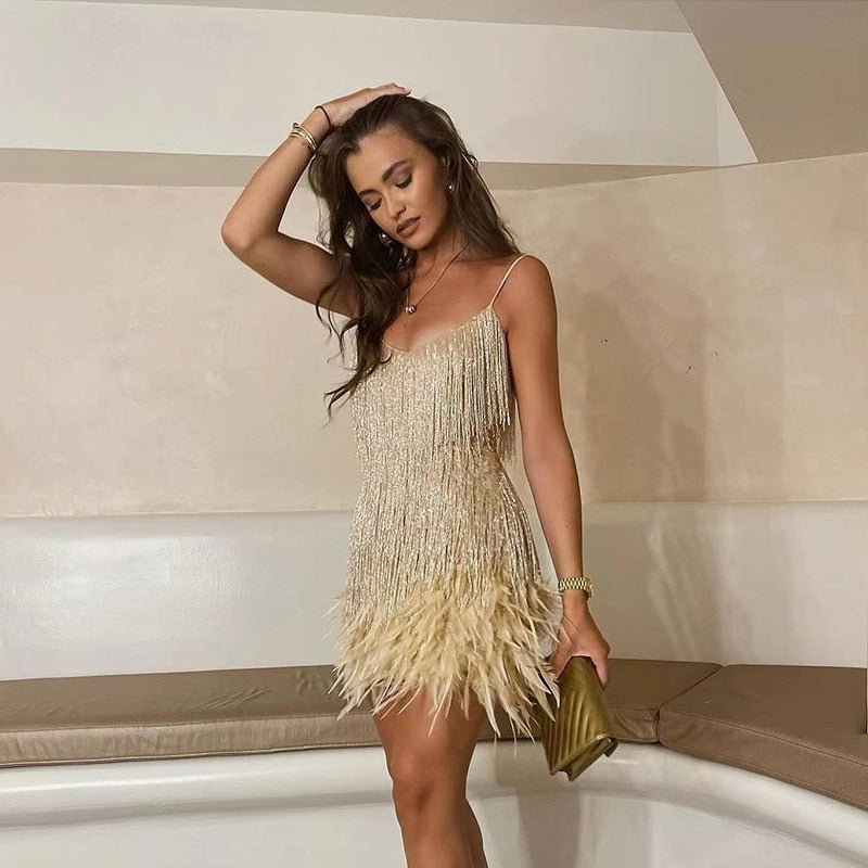 Blair | Elegant Feather Mini Dress