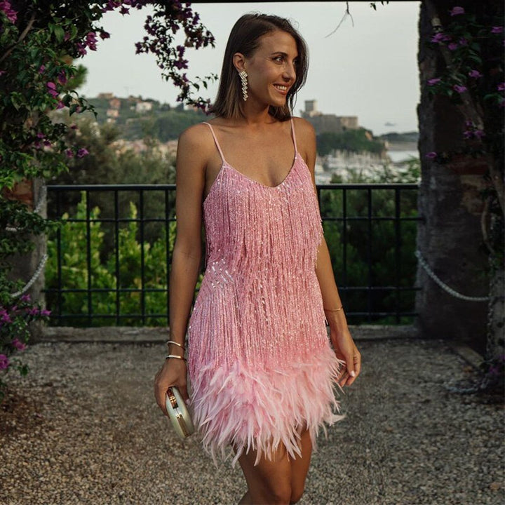 Blair | Elegant Feather Mini Dress