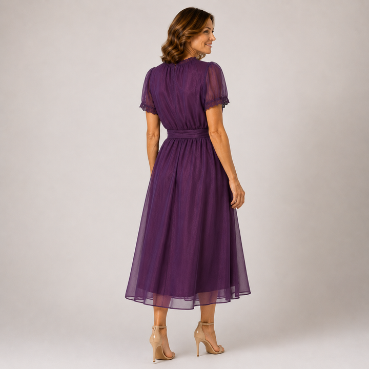 Flavia | Maxi Dress with Drop Neckline and Lace Trim