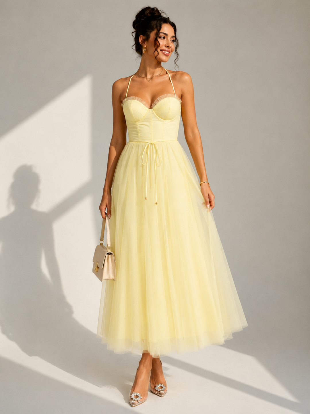 Elowina | Flared Midi Dress with Open Back