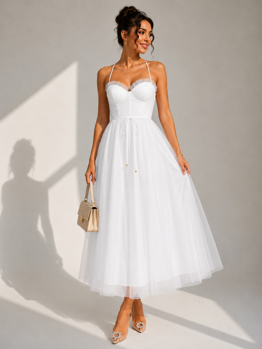 Elowina | Flared Midi Dress with Open Back