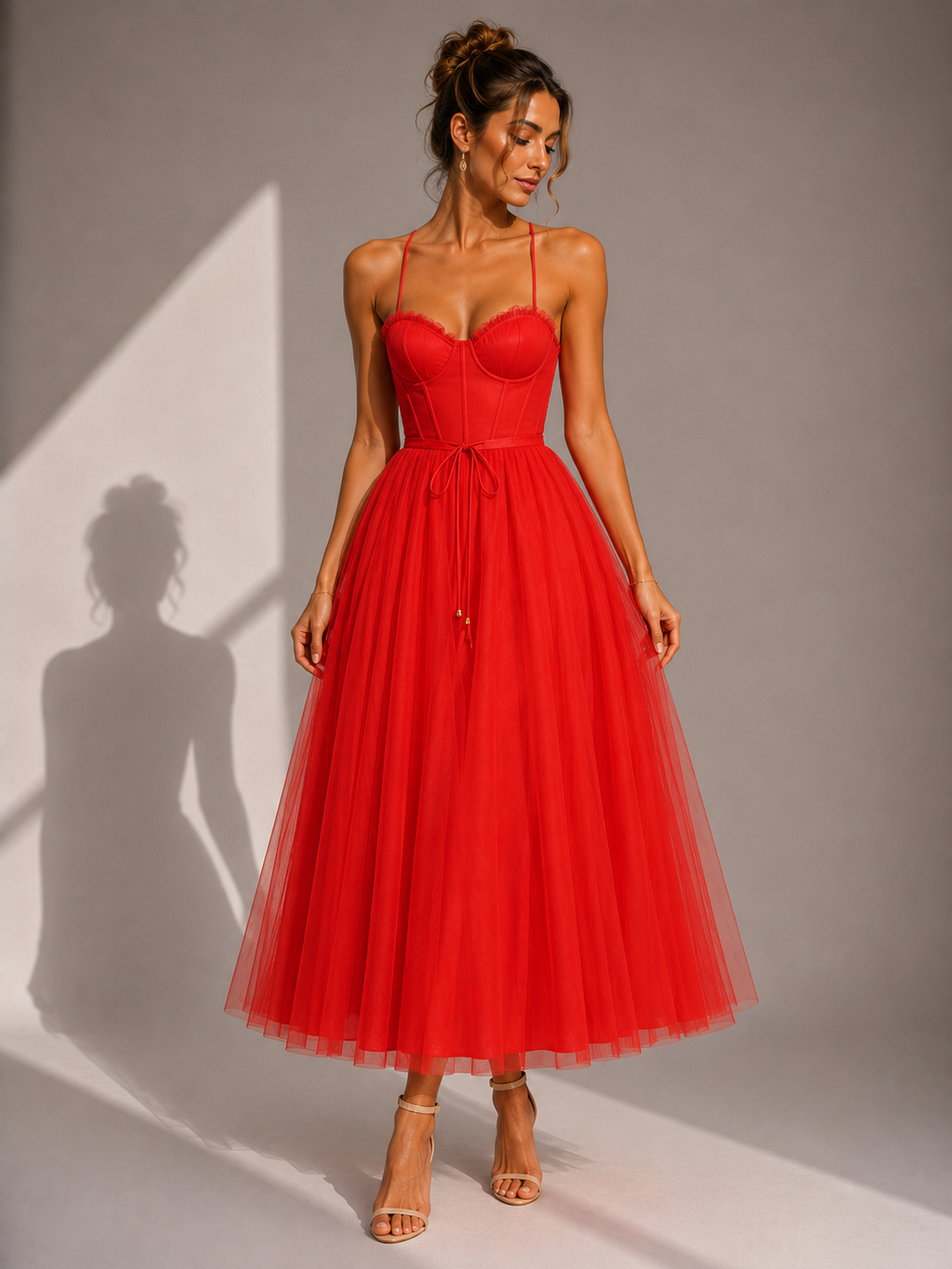 Elowina | Flared Midi Dress with Open Back