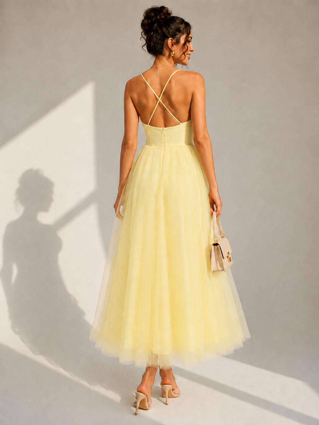Elowina | Flared Midi Dress with Open Back
