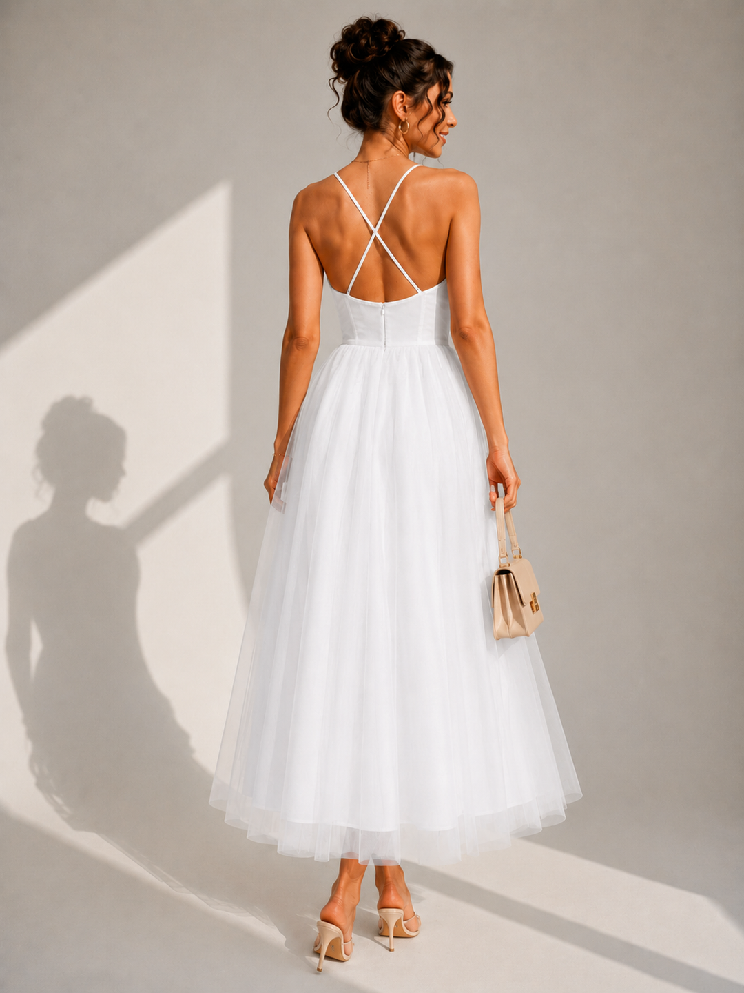 Elowina | Flared Midi Dress with Open Back