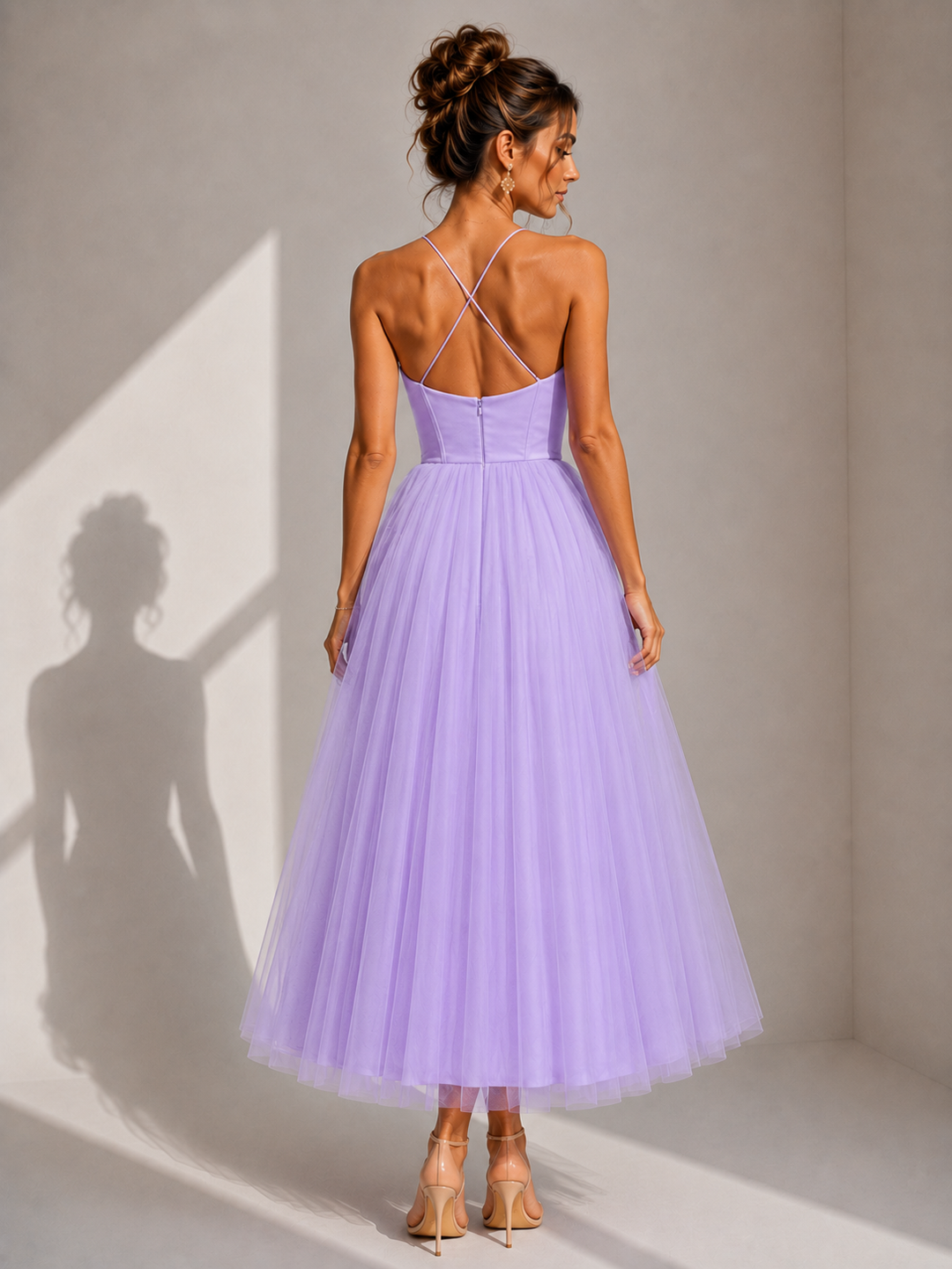 Elowina | Flared Midi Dress with Open Back