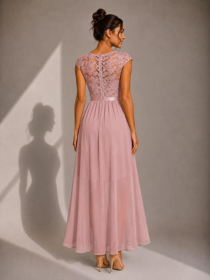 Justyna | Maxi Dress with Ruffles and Lace Details