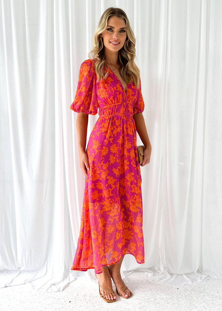 Luna™ | Modern Floral Midi Dress
