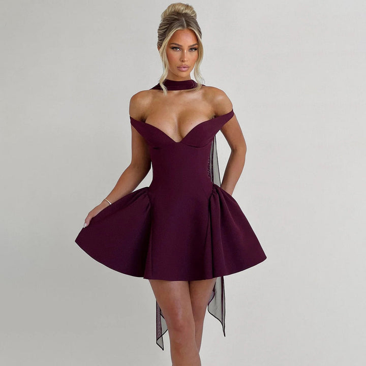 Hailey | Satin Slim Fit Off Shoulder Cocktail Dress