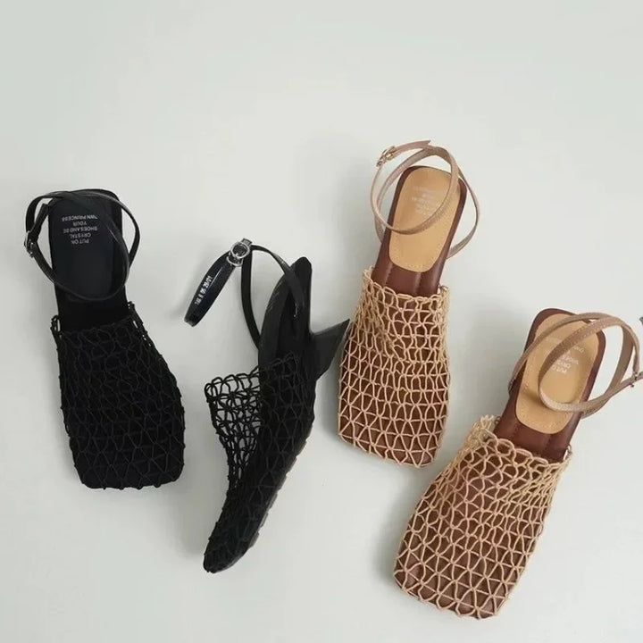 Charlotte | Net Ankle-Strap Heels