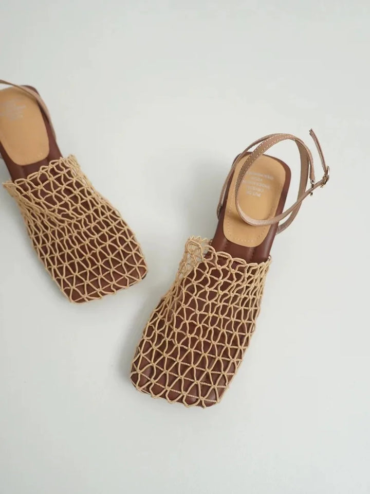 Charlotte | Net Ankle-Strap Heels