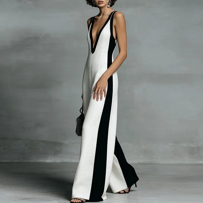Ava | Color-Block Wide-Leg Jumpsuit